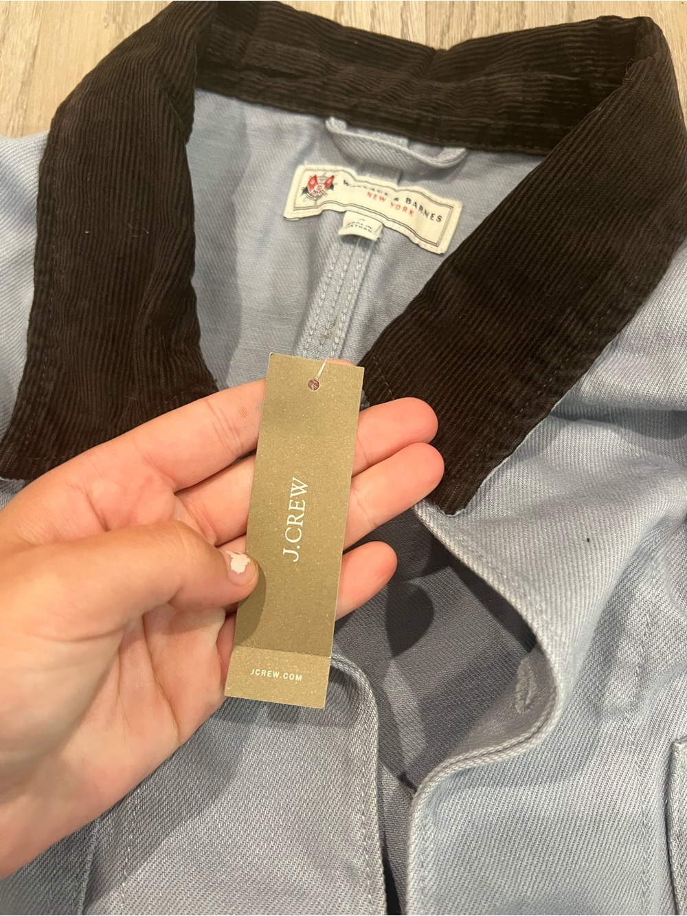 J. Crew Light Blue Jean Jacket with Dark Contrast Collar - Picture 3 of 6